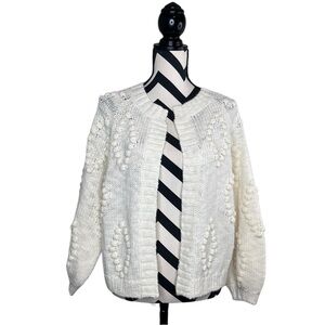 NWT Lucky Brand Bobble Diamond Sz S Wool Blend Chunky Knit Cardigan Sweater